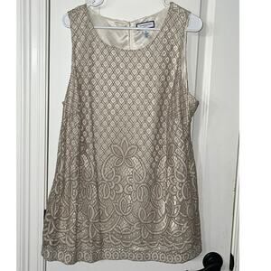 Charter Club Womens Embroidered Mesh Top Nude Cream EUC 2X